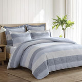 Levtex Home Sand Stripes Blue King Duvet Cover Set (106x94in) with 2 Pillowcases (36x20in) - Woven Jacquard Stripe - Navy, Blue, Grey, Cream - Cotton King Size Duvet Cover Set - Soft, Pre-Washed Levtex Home