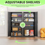 SUNCROWN 72" Metal Storage Cabinet - Heavy-Duty Metal Garage Cabinet with 4 Adjustable Shelves & 2 Doors for Tools, Office, Home, Workshop,Black-Small SUNCROWN