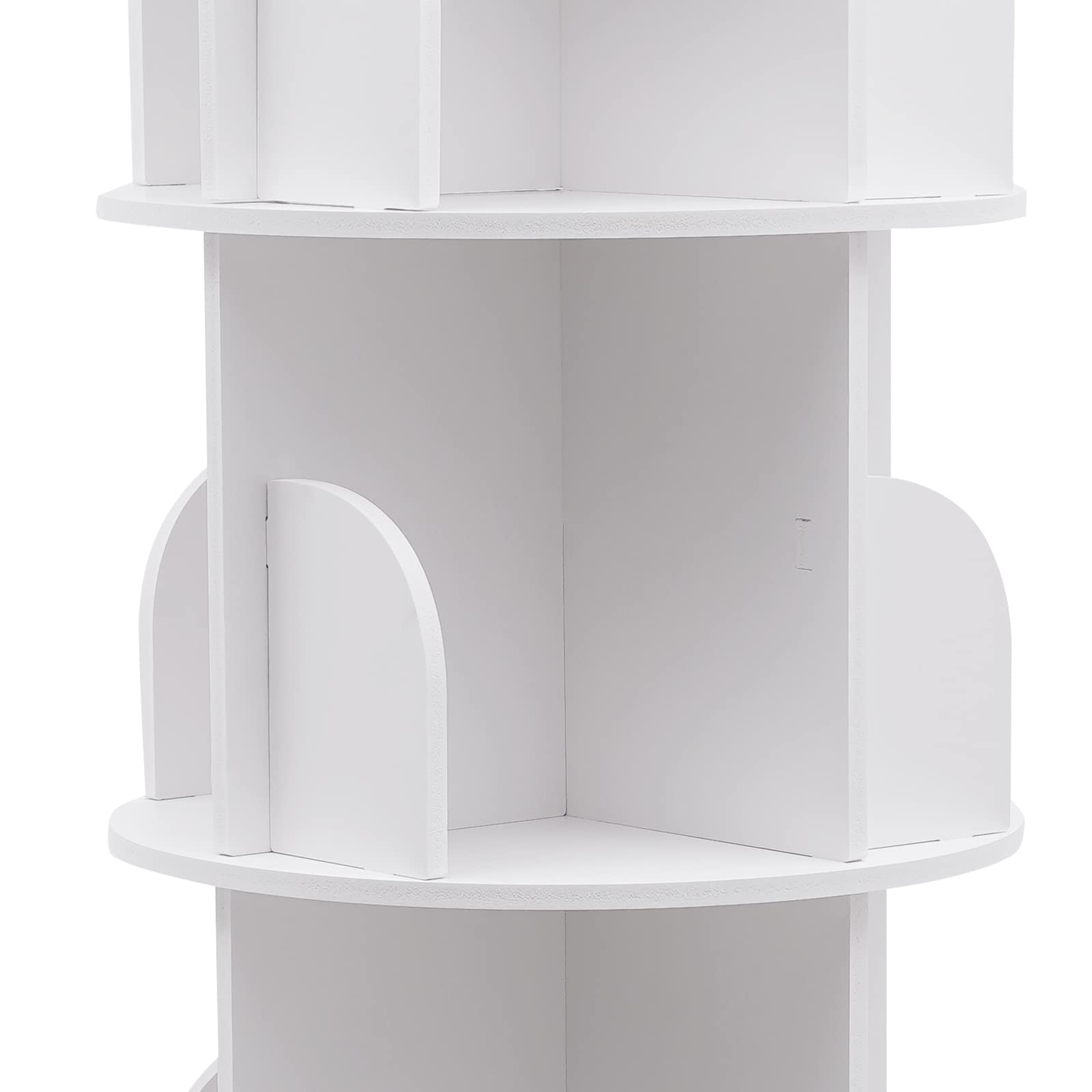 ZAWAYINE 5-Tier 360° Rotating White Bookshelf for Stylish Storage and Display - WoodArtSupply