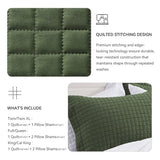 SunStyle Home Olive Green Quilt King Size, Lightweight Comforter Blanket Bedspread Soft Reversible Coverlet for All Season 3pcs Army Green Square Quilted Bedding Set (1 Quilt 2 Pillow Shams)(106"x96") SunStyle Home