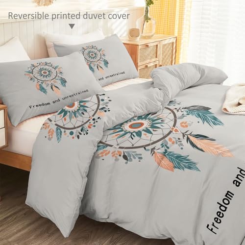 Single 61" x 79" Bedding Duvet Cover Set - Grey Minimalist Modern Fantasy Printed 3 Piece Brushed Microfiber Comforter Quilt Cover with Zipper Closure for Men and Women Generic