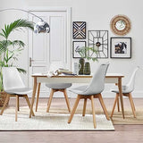OLIXIS Dining Chairs Set of 8 Kitchen Mid Century Modern Chairs with Wood Legs and PU Leather Cushion for Living Room Bedroom Outdoor Lounge, White OLIXIS