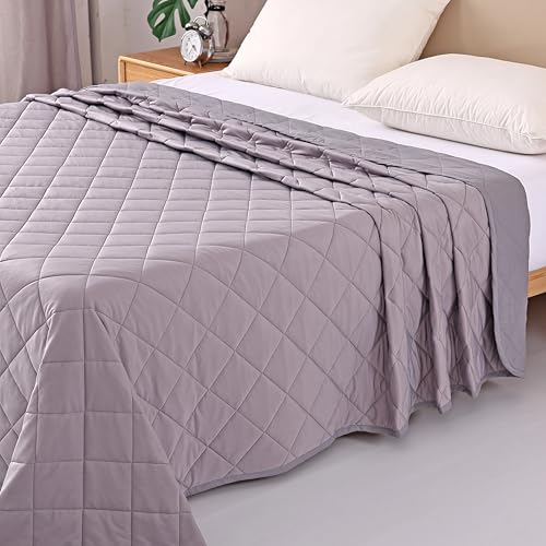 EVOLIVE Poly/Elastane Diamind Quilted All Season Light Weight Single Reversible Cooling Quilted Throw (Grey, Throw 50“x60”) EVOLIVE
