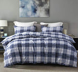 SLEEPBELLA Comforter Twin Size, 600 Thread Count Cotton Navy Blue & Grey Buffalo Pattern Blue Plaid Comforter Sets,Down Alternative Bedding Set 2Pcs (Twin, Navy Plaid) SLEEPBELLA