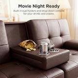 YESHOMY Modern Futon Sofa Bed, Convertible Futon Couch with Adjustable Backrest, Futon Loveseat Sleeper Sofa Bed with Armrest for Living Room, Small Spaces,PU Leather, Brown YESHOMY