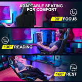 GTRACING Gaming Chair with Footrest, Ergonomic Computer Game Desk Chair, Reclining Gamer Chair Seat Height Adjustment, Swivel Rocker with Headrest and Lumbar (Navy Blue) GTRACING