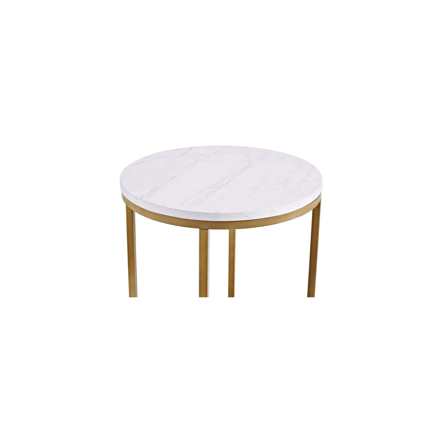 Walker Edison Cora Modern Faux Marble Round Accent Table with X Base, 16 Inch, Marble and Gold - WoodArtSupply