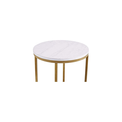 Walker Edison Cora Modern Faux Marble Round Accent Table with X Base, 16 Inch, Marble and Gold - WoodArtSupply