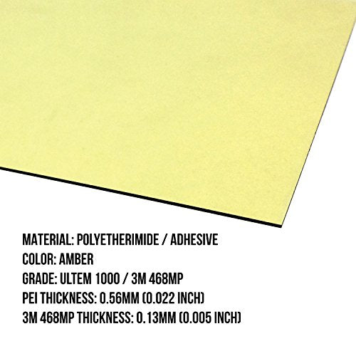 Gizmo Dorks PEI Sheet 3D Printer Build Surface 300mm x 300mm (11.8" x 11.8") with Laminated 3M 468MP Adhesive, Made in The USA Gizmo Dorks