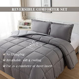 Elegant Comfort 3-Piece Reversible Comforter Set, All Season Cozy, Soft Down Alternative, Quilted - Box Stitched - Duvet Insert with 4 Corner Tabs, Comforter with Shams, Twin XL, Gray/Silver Elegant Comfort