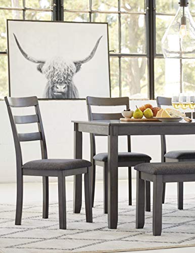 Signature Design by Ashley Bridson Modern 6 Piece Dining Set, Includes Dining Table, 4 Chairs & Bench, Gray Signature Design by Ashley