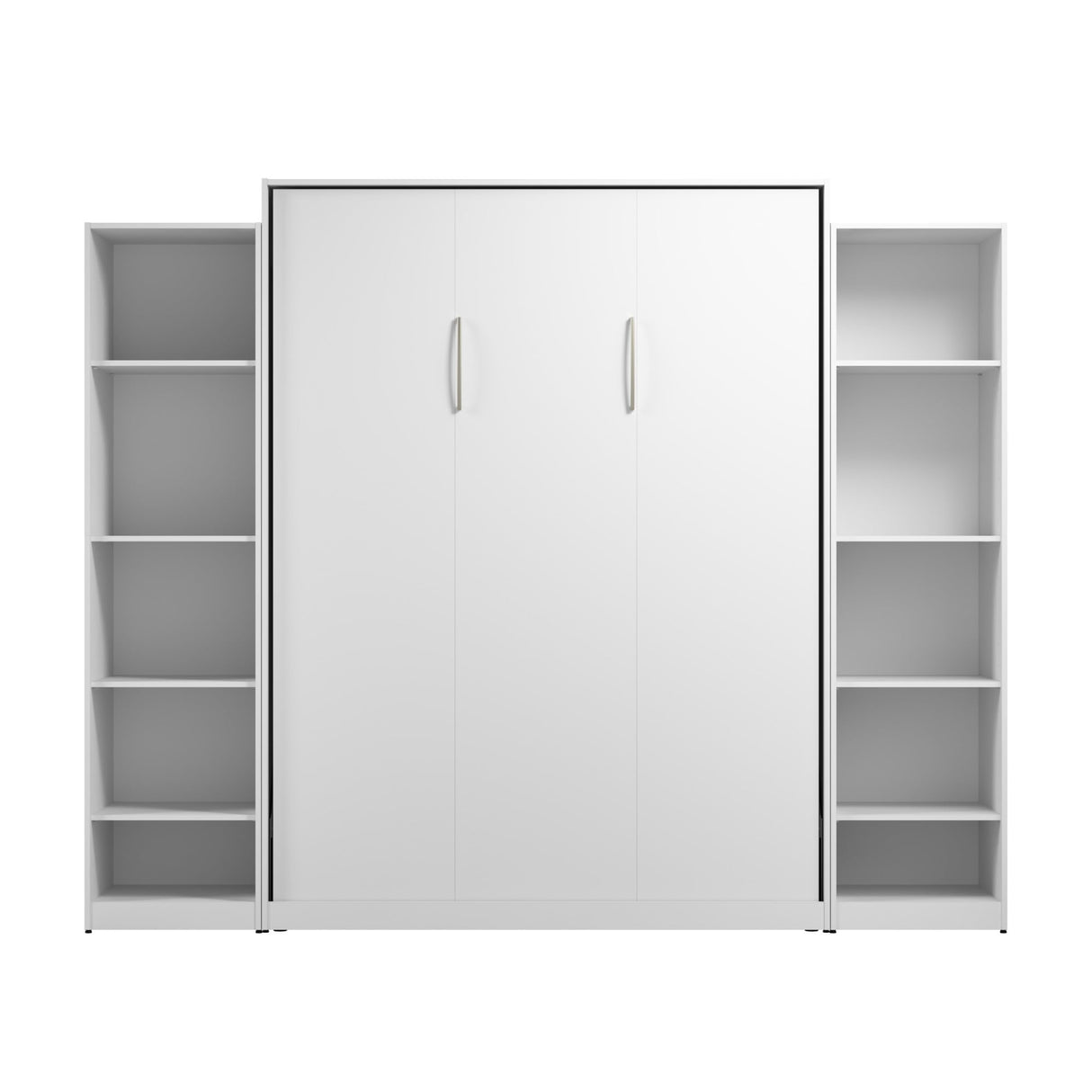 Bestar Claremont Queen Murphy Bed with Closet Organizers (105W) in White, Space-Saving Sleeping Arrangement for Multipurpose Room Bestar