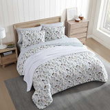 Eddie Bauer - Twin Quilt Set, Reversible Cotton Bedding with Matching Sham, Classic Floral Home Decor with Plaid Reverse (Flower Field Green, Twin) Eddie Bauer
