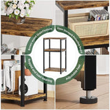 Simple Trending 3 Tier Side Table, End Table Night Stand Sofa Table Shelf for Living Room, Rustic Brown Simple Trending