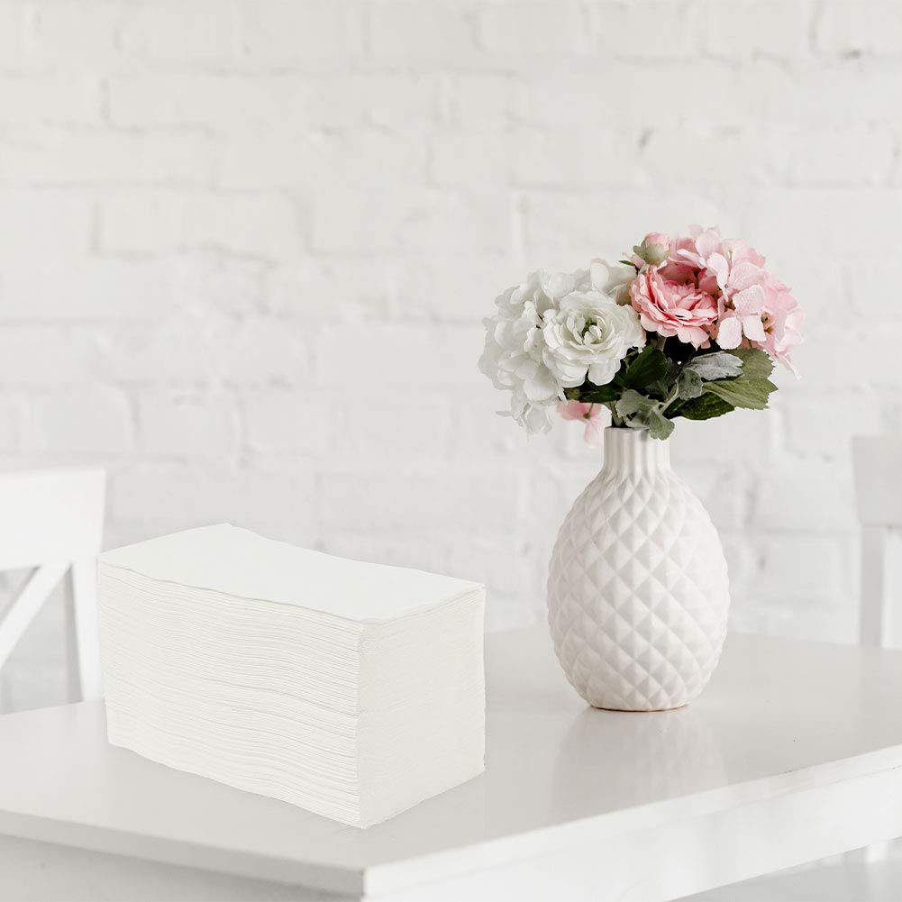 Vplus 400 Pack Premium Quality Guest Towels Disposable Dinner Napkins Soft, Absorbent, Party Napkins for Wedding Reception,Parties, Dinners or Catering Events，and Everyday Use (White, 400) Vplus