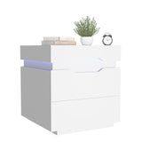 YESHOMY Nightstand with LED Light and Charging Station, Endtable with 2 Drawers, Bedside Table with Large Capacity, for Bedroom, Set of 2, 21.2" Height, White YESHOMY