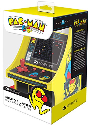 My Arcade DGUNL-3220 Micro Player Mini Arcade Machine Pac-Man Video Game, Fully Playable,6.75 Inch Collectible,Color Display, Speaker,Volume Buttons, Headphone Jack,Battery or Micro USB Powered, Black My Arcade