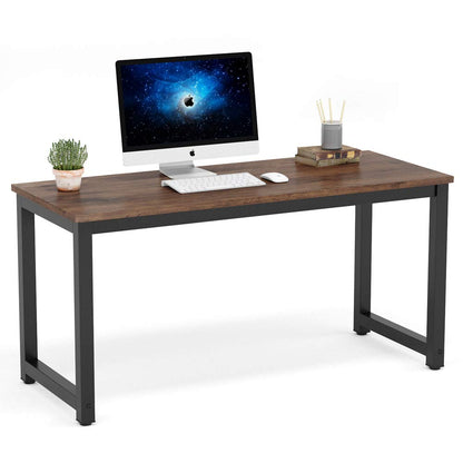 Tribesigns Computer Desk, 55 inch Large Office Desk Computer Table Study Writing Desk Workstation for Home Office, Rustic Brown