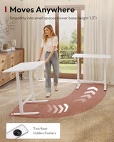 SANODESK Mobile Workstation Standing Desk with Gas-Spring Lift, Rolling Desk Adjustable Height, One-Piece Desktop Workstation with Wheels，Walking Pad & Treadmill Compatible, Portable Home Office Desk SANODESK