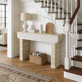 Mcltopz 47.2" Faux Mars Marble Pattern Console Table with 2 Drawers, Skinny Long Sofa Table Behind Couch with Rounded Edges, Wooden Narrow Sofa Table Hall Table for Living Room Foyer Entrance, Marble Mcltopz