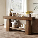 TRIBEWOOD Solid Wood Console Table, 63-Inch EntrywayTable with Storage, Long Wooden Sofa Table Behind Couch for Entryway, Hallway, Foyer, Living Room TRIBEWOOD