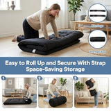 DUMOS Japanese Floor Mattress Twin Size 4-Inch, Futon Mattress Foldable with Removable Washable Cover, Portable Roll Up Tatami Mat for Kids Room, Dorm, Sleepovers and Solo Sleeper, Black DUMOS