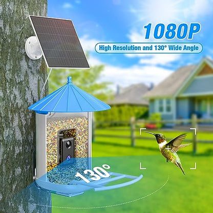 isYoung Smart Bird Feeder with Camera, Free AI Forever, Identify 11000+ Bird Species, Auto Capture Bird Videos & Solar Panel with 64G TF Card, Ideal - WoodArtSupply