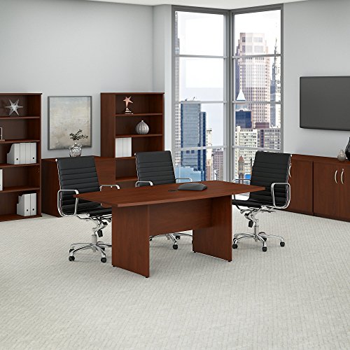 Bush Business Furniture Boat Shaped Conference 4-6 People with Wood Base | Stylish 6 FT Table for Office Boardrooms and Training Rooms, 72W x 36D, Hansen Cherry Bush Business Furniture