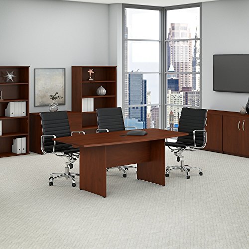 Bush Business Furniture Boat Shaped Conference 4-6 People with Wood Base | Stylish 6 FT Table for Office Boardrooms and Training Rooms, 72W x 36D, Hansen Cherry - WoodArtSupply