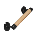 Purife 1ft Wood Handrail for Indoor Stairs, Wood Staircase Handrail W/s Black Sturdy Metal Brackets, Stair Banister Rrailing Wood Safety Grab Bar for Elderly & Kids Purife