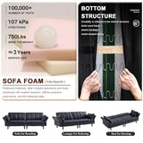 GULFXDS 83" Leather Couch for Living Room, Mid Century Modern 3 Seater Faux Leather Sofa, Comfy Convertible Futon Sofa with Adjustable Backrest for Office, Apartment (Black) GULFXDS