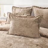 Fredsure Distressed Velvet Comforter Set, 5 Pieces Khaki King, Distressed Velvet Face and Brushed Microfiber Reverse Fredsure