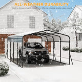 GarveeLife 12x20 ft Carport, Metal Carport with Galvanized Steel Roof and Reinforced Base, Heavy Duty Garage Car Shelter Shade, Outdoor Car Port Canopy for SUV, Truck, Boats GarveeLife