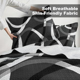 weesire Black and White Bedding Quilt King Size with 2 Shams, Modern Stripe Comforter Sets Classic Line Pattern Bedspreads Grey and White Coverlet, 96''x106'' weesire