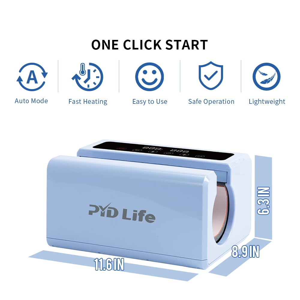 PYD Life 120 V Auto Tumbler Heat Press Machine 30 OZ 20 OZ Tumbler Mug Heat Press Touch Screen Light Blue for 10-30 OZ Sublimation Straight Tumblers Cups Mugs Printing PYD Life