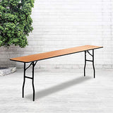 EMMA + OLIVER 8-Foot Rectangular Wood Folding Training/Seminar Table with Clear Coated Top EMMA + OLIVER