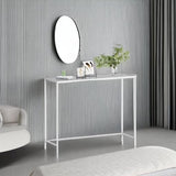 VASAGLE Entryway Table, Console Table, Tempered Glass Tabletop, Modern Sofa Table, Easy Assembly, with Adjustable Feet, for Living Room, Entryway, Pearl White and Slate Gray ULGT026W01 VASAGLE