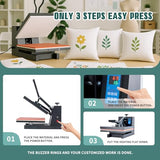 OLIXIS Heat Press, 15x15 Heat Press Machine for T Shirts with LCD Display & Memory Mode, 1200W Heat Transfer Machine for Bags, Pillows, Aprons OLIXIS