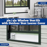 Wintcomfort Window Vent Kit with Louvered Vent Cover Fit for 3" and 4" Vent Hose, Adjustable Window Seal Panels for 3"/4" Exhaust Ventilation Duct of Laser Engraver/3D Printer Enclosure, Dryer Wintcomfort