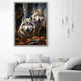 Zariocy 5D Diamond Art Kits for Adults Two Wolf, DIY Diamond Painting Art Animals Round Full Drill Crystal Diamond Embroidery Paintings Arts Craft for Home Office Wall Decor 12x16 inch Zariocy