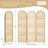 Rattan Room Divider with Bookshelf,Foldable Privacy Screen Partition,Wooden Frame,Natural Portable for Living Room,Bedroom Home,Office Reading Nook (Natural, 3 Panels) Svimi