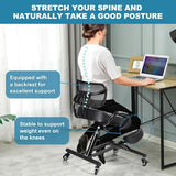 Ergonomic Kneeling Chair, Lumbar Support Kneeling Chair with Adjustable Height and Footrest for Desk Work for Home and Work, Improve Your Postures, 4" Thick Comfortable Cushions, Locking Wheels Generic