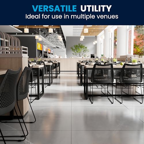 Flash Furniture Hercules Series Contoured Lobby Chairs with Air-Vent Honeycomb Backs, Ergonomic Stacking Chairs for Offices, Set of 5, Black