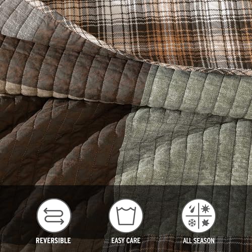 Eddie Bauer - Full/Queen Quilt Set, Premium Cotton Reversible Bedding with Matching Shams, Patchwork Luxurious Bedding Set (Classic Patchwork Green, Full/Queen) Eddie Bauer