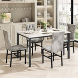 Hooseng Dining Table Set for 4, Faux Marble Small Kitchen Table Chairs Set of 4 with Luxurious Button Tufted Dinner Chairs for Kitchen and Dining (Beige) Hooseng