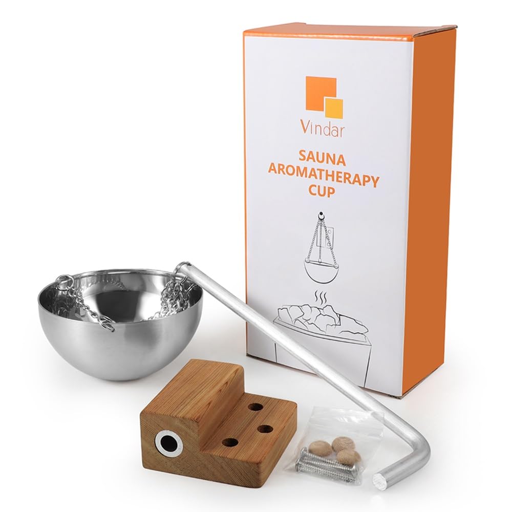 Vindar Red Cedar Sauna Aromatherapy Bowl Sauna Oil Cup Sauna Oil Holder Essential Oil Fragrance Diffuser Bowl for Sauna and Spa Vindar