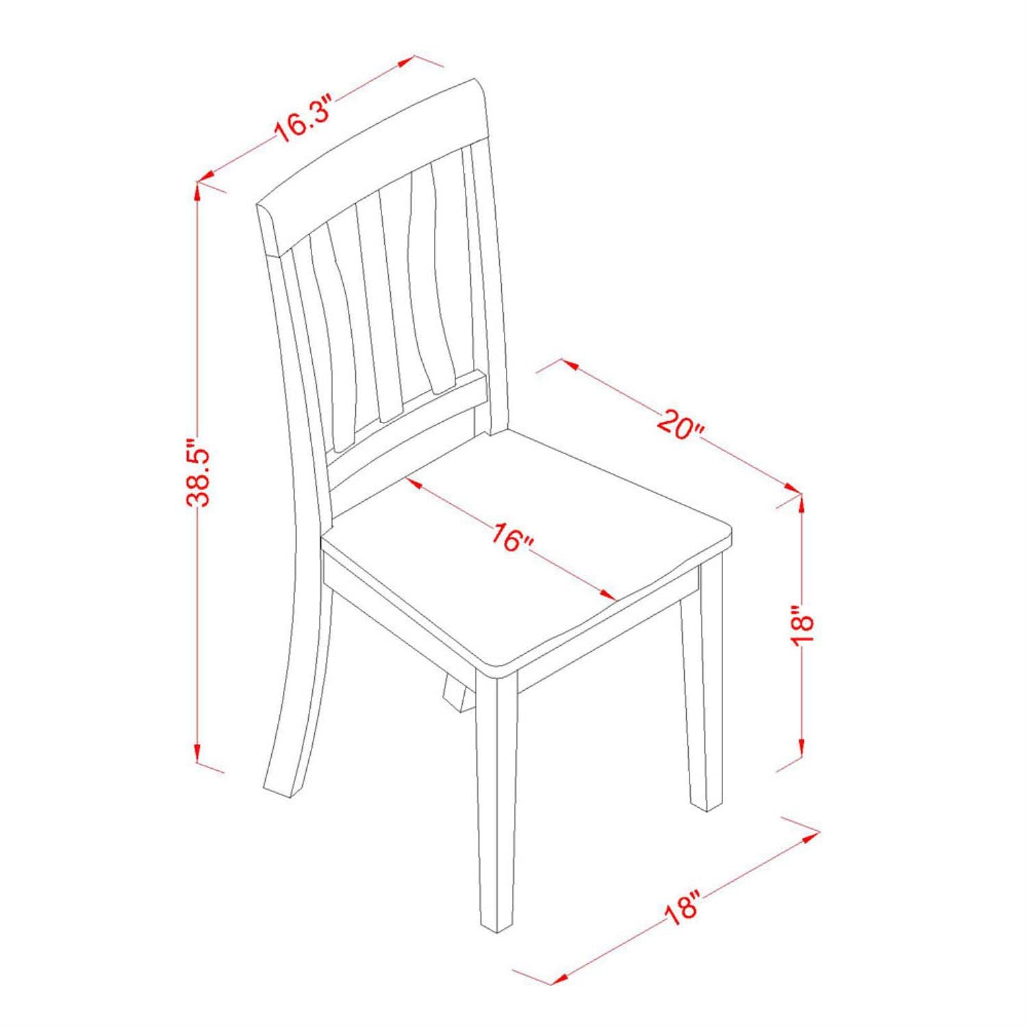 East West Furniture NOAN3-OAK-W 3 Piece Room Set Contains a Rectangle Wooden Table with Butterfly Leaf and 2 Kitchen Dining Chairs, 32x54 Inch - WoodArtSupply