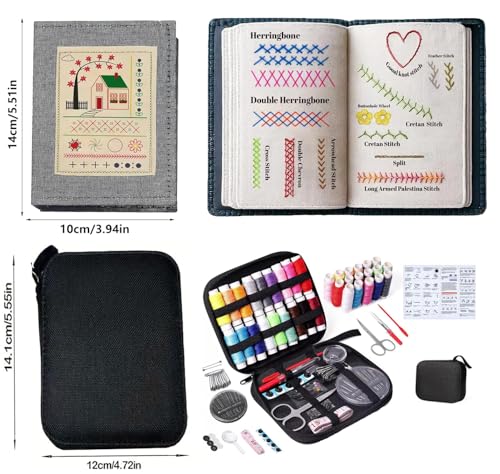 2026New Portable Embroidery Stitch Book Kit,embroidery sampler practice book diy Embroidery for beginners with instructions Gift for Easter All-Scenario Stitch Guide for Adults & Craft Lovers (1 Set)