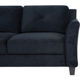 Naomi Home Black Button Tufted Sofa & Loveseat Set, Black Modern Microfiber Furniture for Small Spaces, Durable and Sturdy, Tool-Free Assembly, Affordable Living Room Sofa Cama, Stylish and Compact Naomi Home