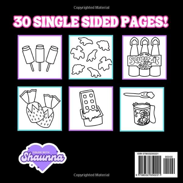 90's Foods, Snacks, & Drinks Coloring Book: 30 Simple and Bold Designs WoodArtSupply